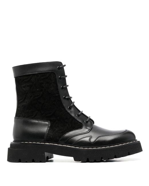 Ferragamo panelled leather lace-up boots
