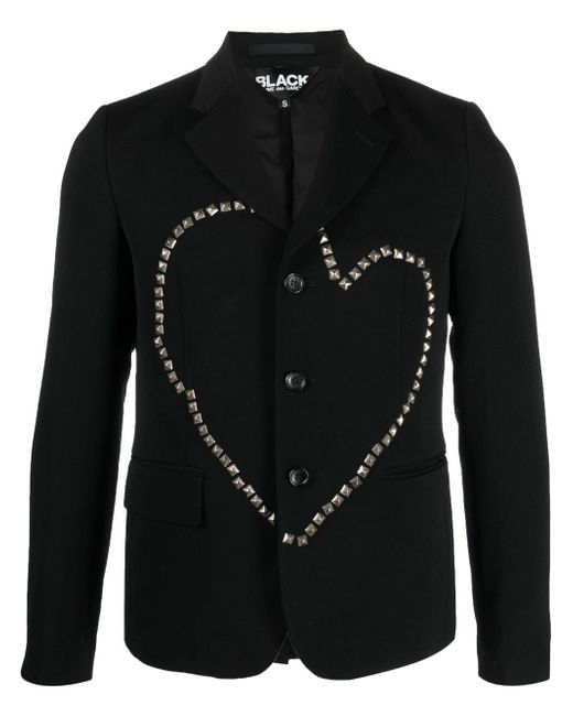 Comme Des Garcons Black heart stud embellished wool jacket
