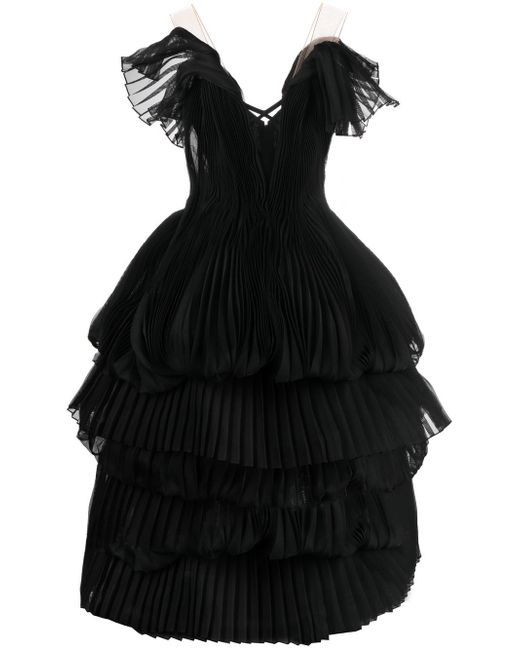 Marchesa pleated tiered gown