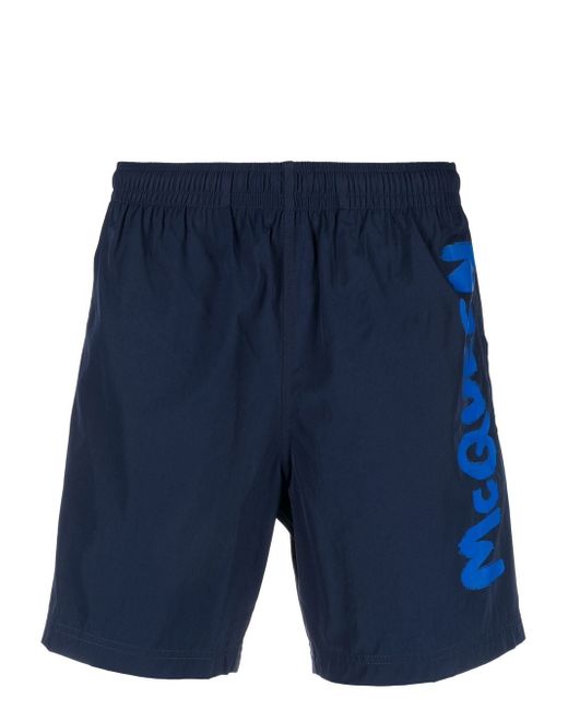 Alexander McQueen logo-print detail swim shorts