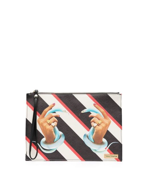 Seletti striped graphic-print clutch-bag
