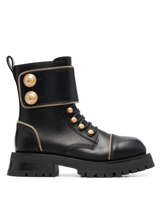 Balmain studded square-toe leather boots