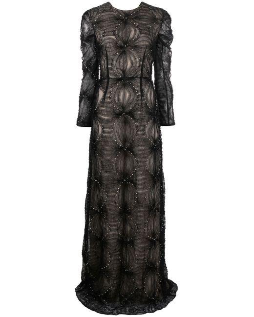 Erdem bead-embellished tulle-panel gown