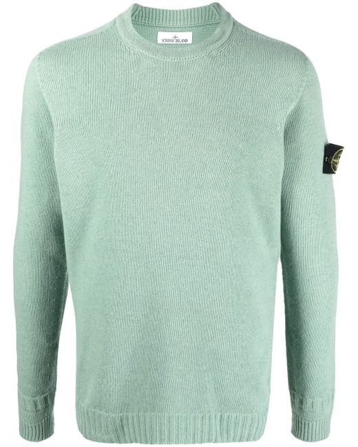 Stone Island logo patch crew neck knitted sweater