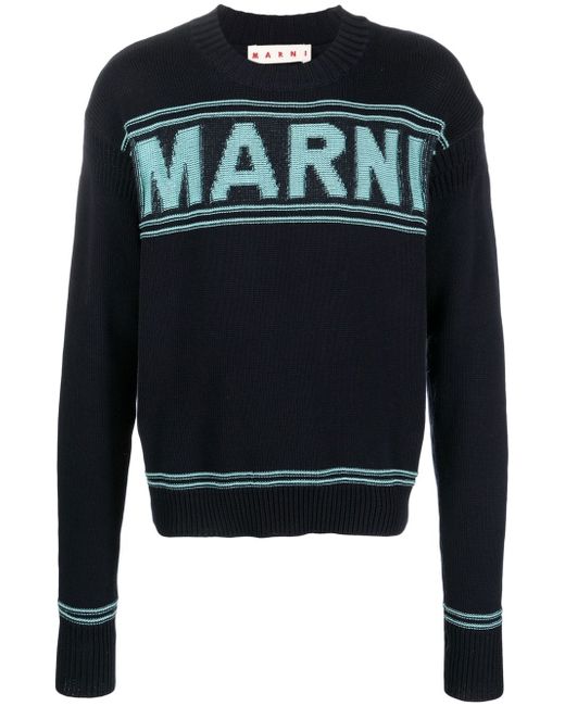 Marni logo-intarsia cotton jumper