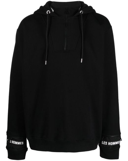 Les Hommes logo patch half-zip hoodie