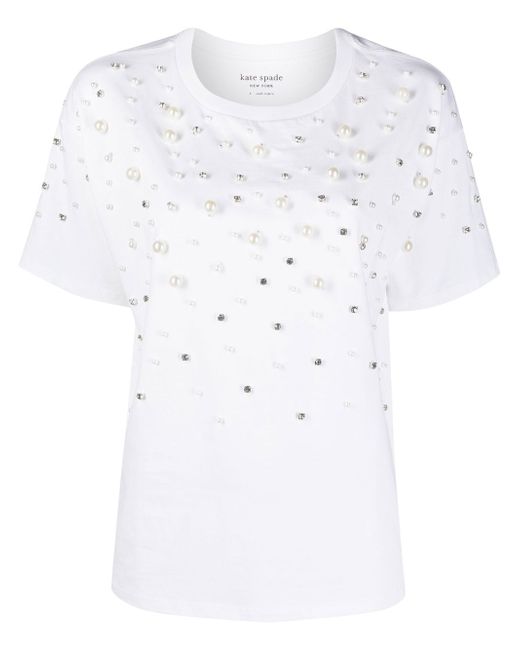 Kate Spade New York faux pearl-embellished short-sleeved T-shirt