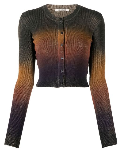 Roberto Cavalli gradient-effect cropped knitted top