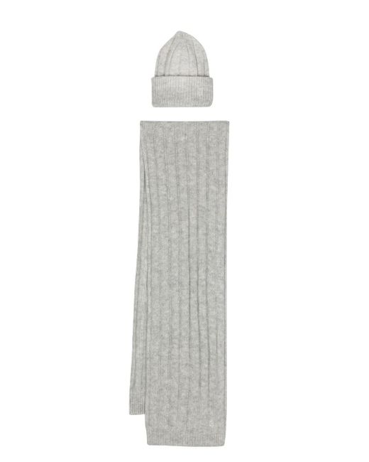 Tommy Hilfiger ribbed-knit scarf and beanie set