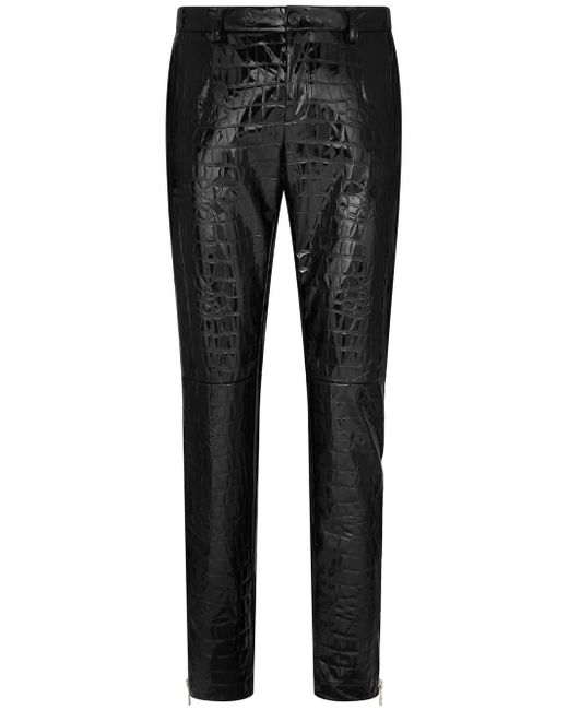 Dolce & Gabbana croc-embossed slim-cut trousers