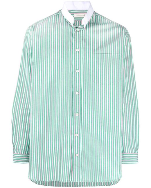 Mackintosh collarless striped shirt