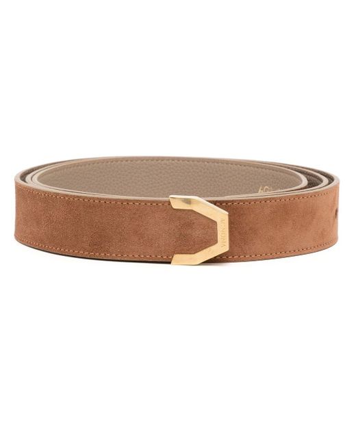 Agnona engraved-logo leather belt