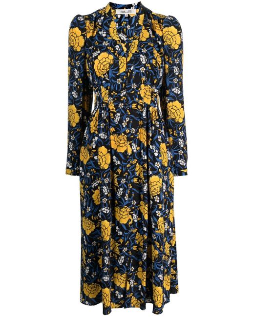 Diane von Furstenberg floral print V-neck midi dress