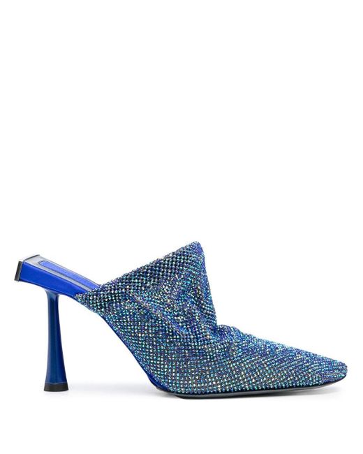Benedetta Bruzziches crystal embellished square toe mules