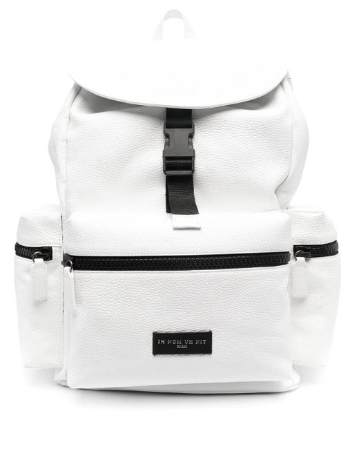 Ih Nom Uh Nit logo-patch grained-leather backpack