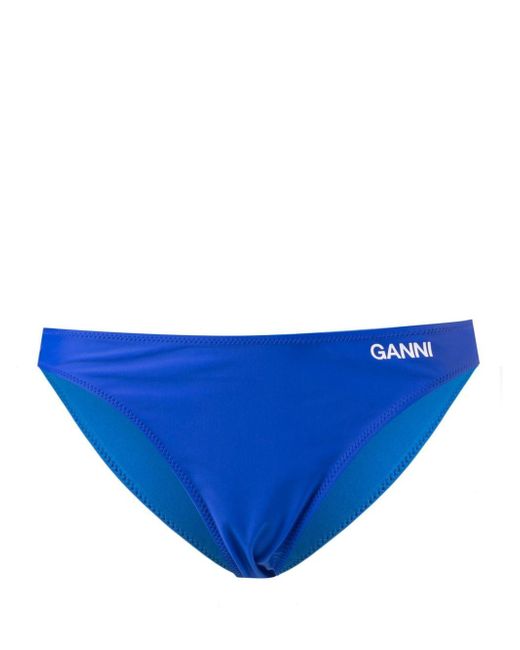 Ganni logo-print bikini bottoms