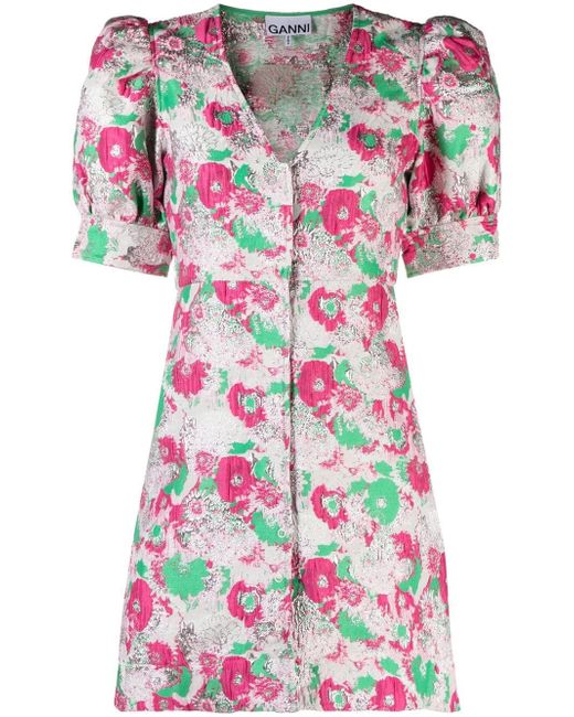 Ganni floral-print short-sleeve dress