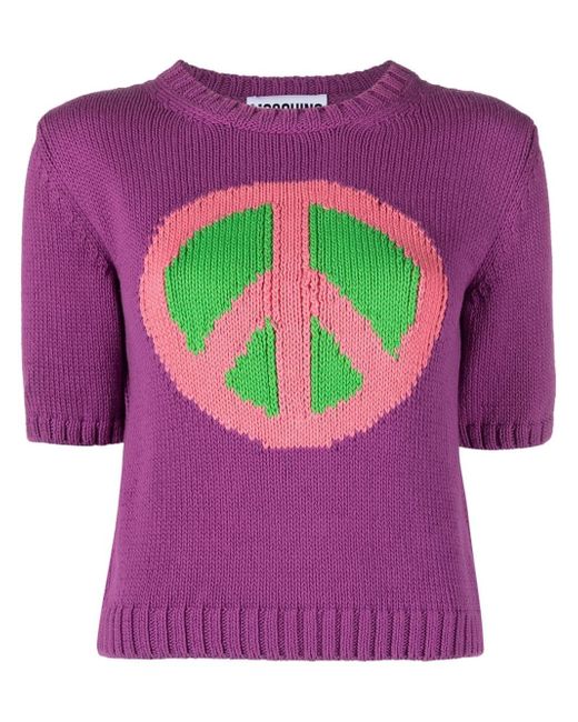 Moschino peace sign motif knitted top