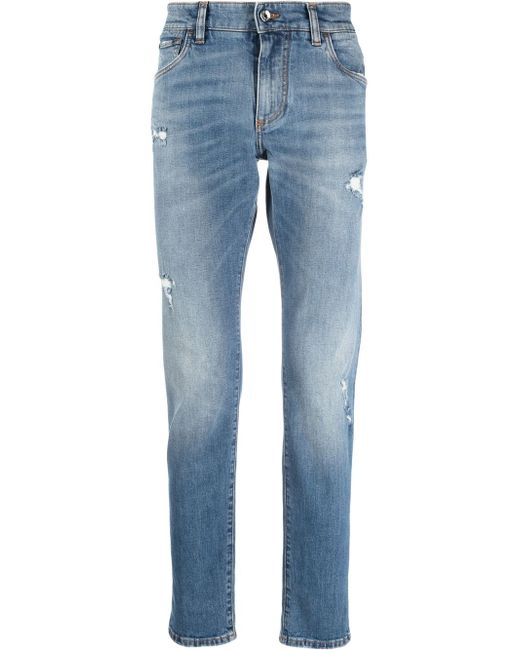 Dolce & Gabbana distressed effect straight leg jeans
