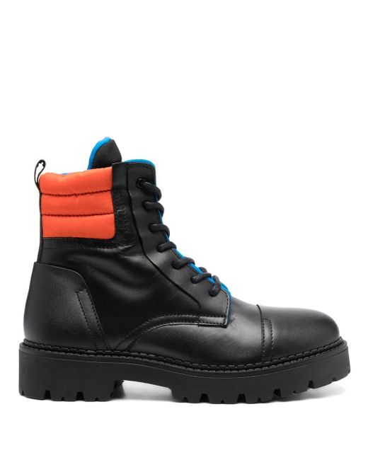 Tommy Jeans padded-detail lace-up boots