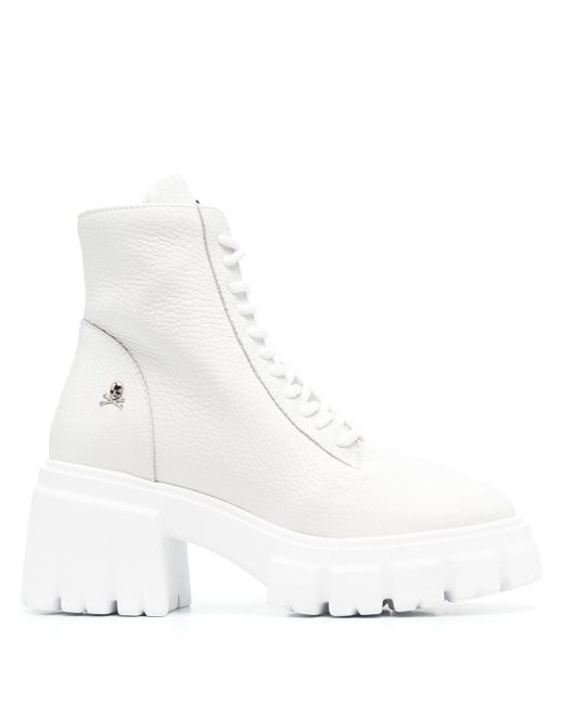 Philipp Plein shearling lined lace-up leather ankle boots