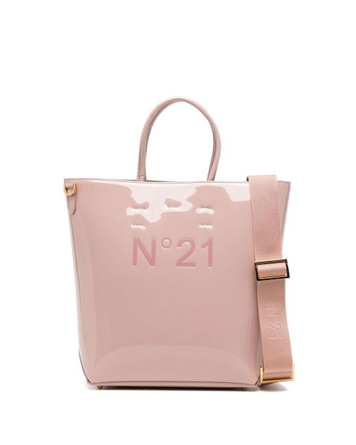 N.21 embossed-logo high-shine tote bag