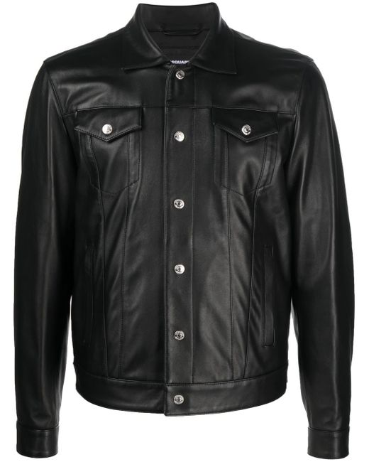 Dsquared2 button-up leather shirt