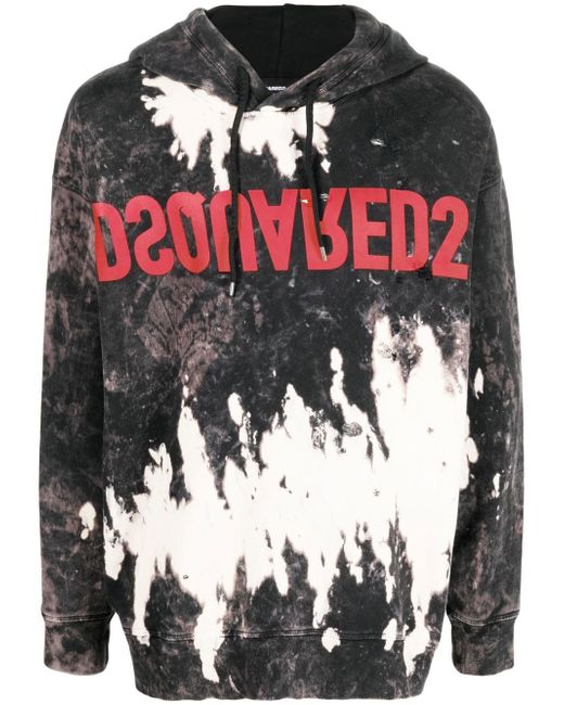 Dsquared2 reverse logo-print bleached hoodie