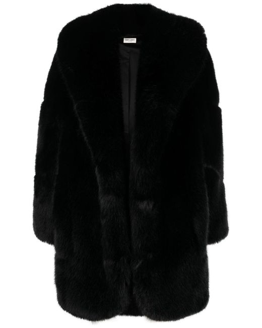 Saint Laurent single-breasted faux-fur coat