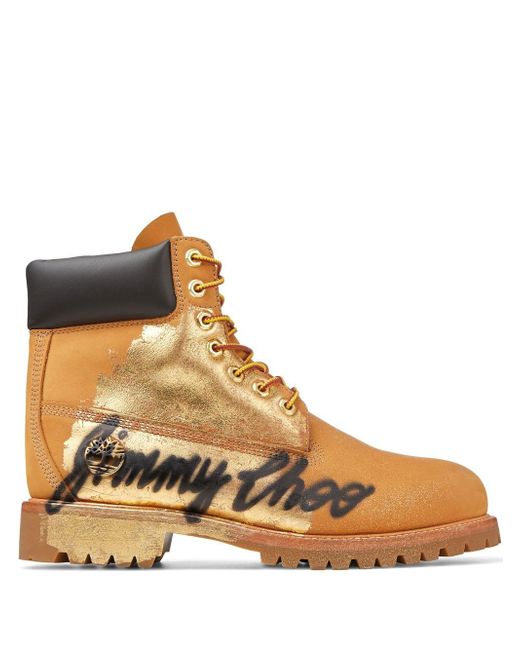 Jimmy Choo x Timberland graffiti logo ankle boots