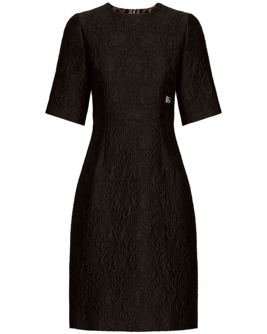 Dolce & Gabbana brocade logo flared dress