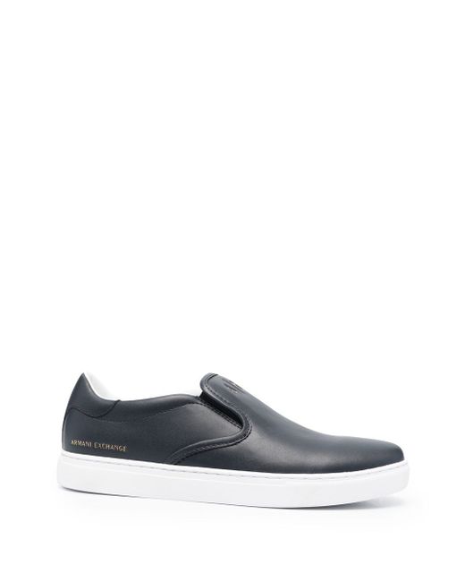 Armani Exchange leather logo-print slip-on shoes
