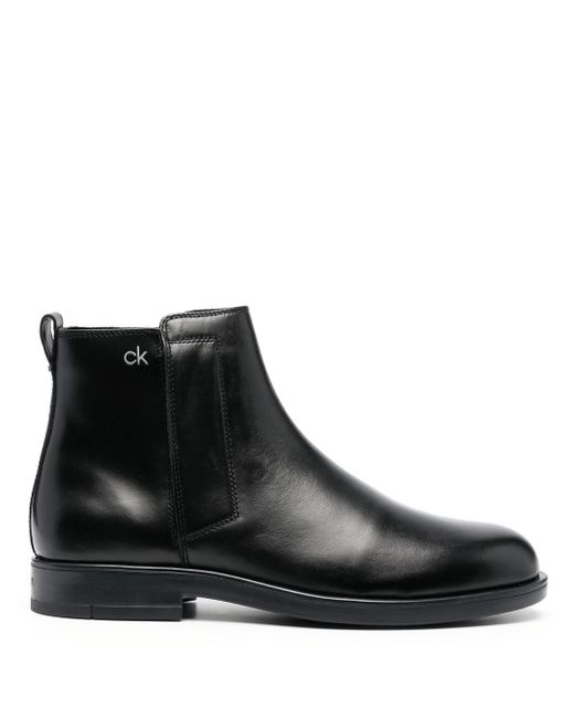Calvin Klein logo-print leather Chelsea boots