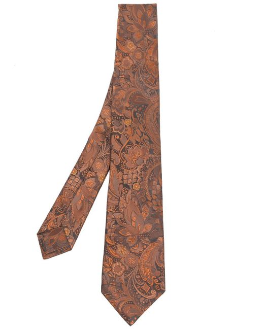 Kiton floral-jacquard silk tie