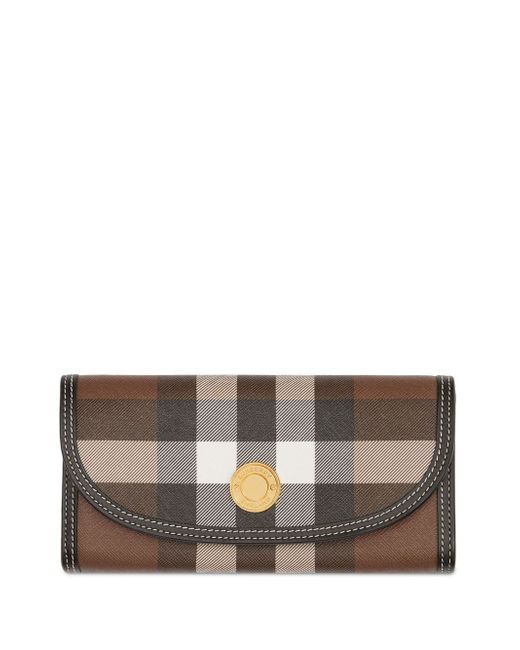 Burberry check leather continental wallet