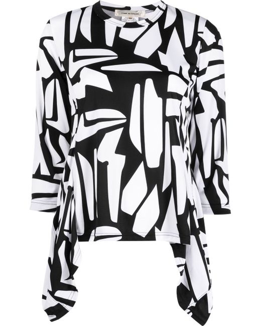 Comme Des Garçons graphic print asymmetrical hem top
