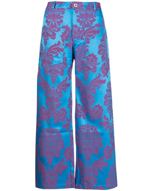 Marques'Almeida floral print wide-leg cropped trousers