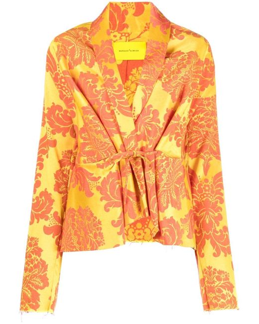 Marques'Almeida floral print tie-front jacket