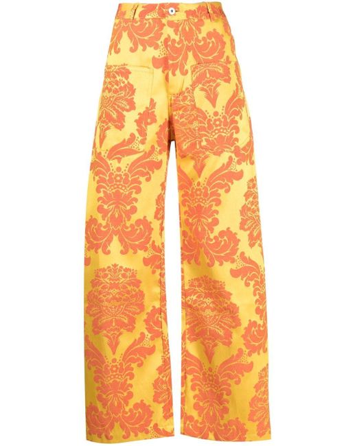 Marques'Almeida floral print wide-leg cropped trousers