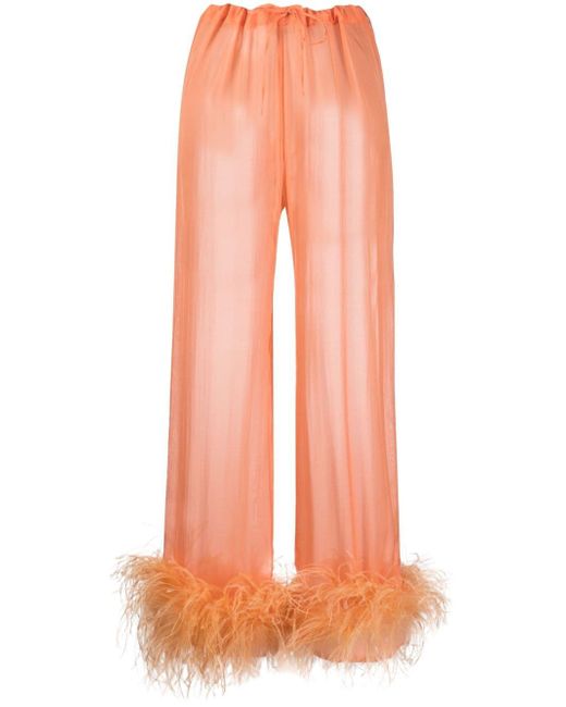 Oséree sheer ostrich feather trousers