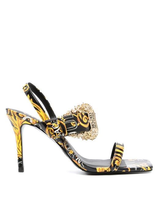 Versace Jeans Couture baroque-print 90mm square-toe sandals