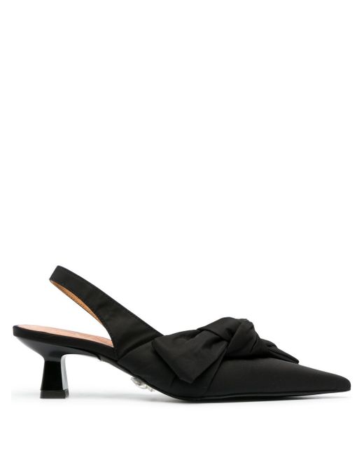 Ganni bow-detail pointed pumps