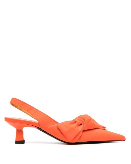 Ganni bow-detail pointed pumps