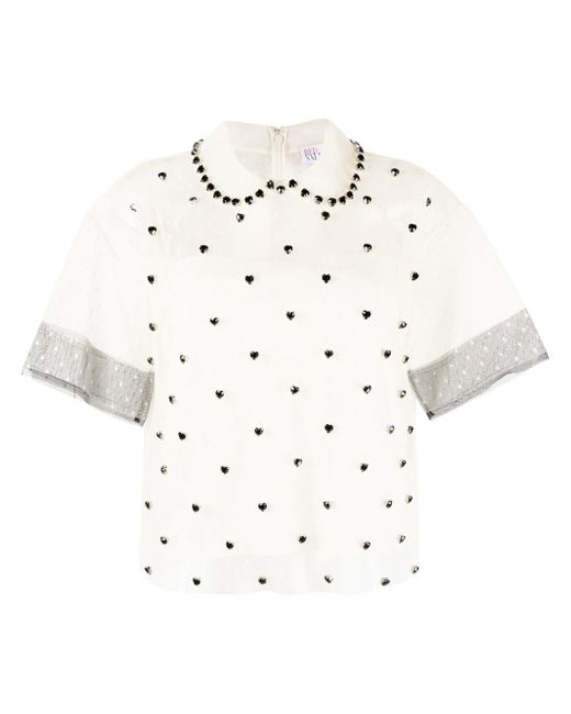 RED Valentino crystal-embellished silk blouse