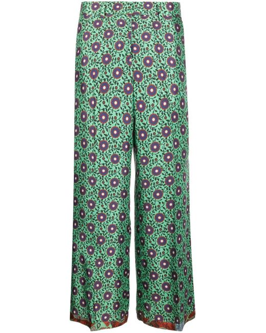 Alberto Biani floral-print cropped trousers