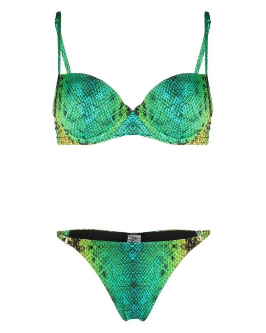 Noire Swimwear snakeskin-print bikini set