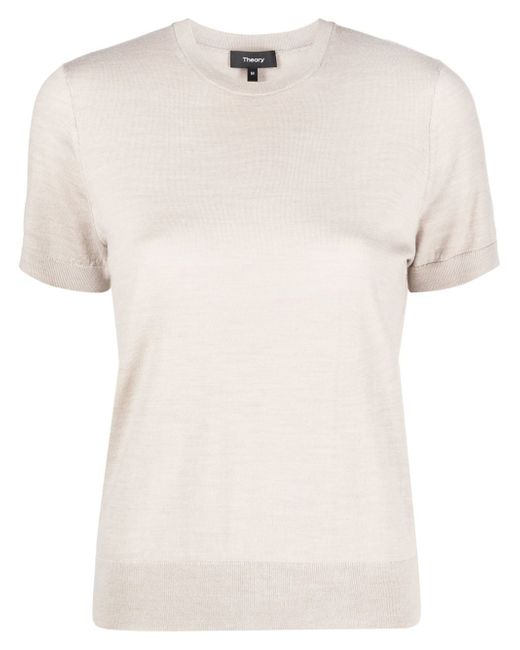 Theory short-sleeve knitted wool top