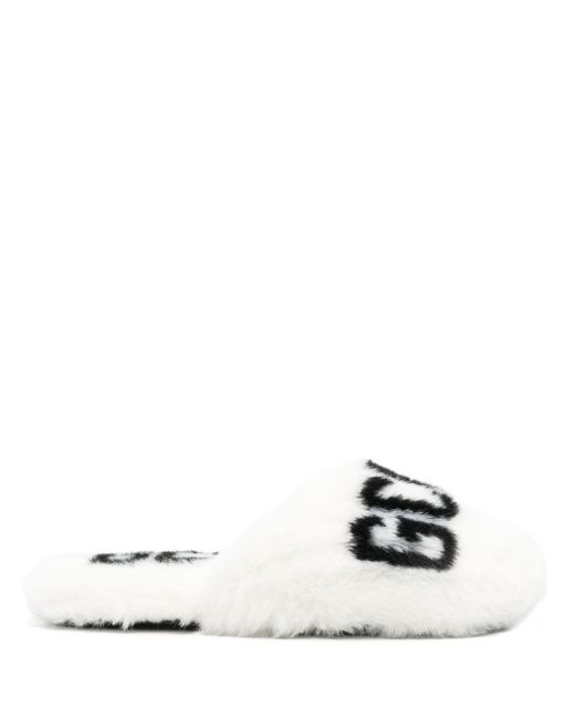Gcds logo-print faux-fur slippers