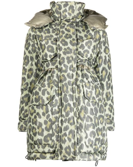 Sacai leopard-print hooded puffer jacket