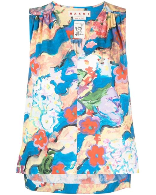 Marni floral-print sleeveless blouse